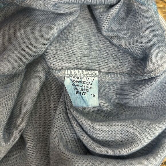 Made In Italy Foil Leopard Pattern Long Sleeve Top In Blue Size M - Picture 5 of 9